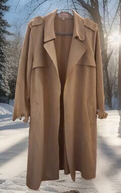 Philosophy Republic faux suede Women’s Beige Long Trench Open-front Coat 1X